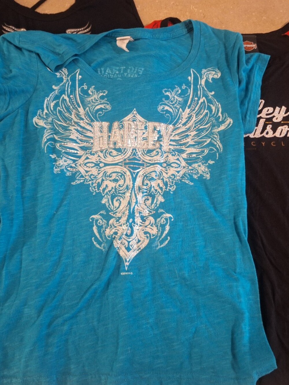 Harley-Davidson Turquoise Short Sleeve Tee with White Graphic